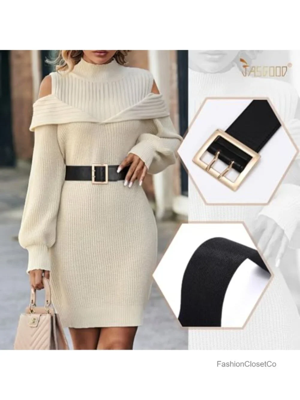 Wide Elastic Waist Belt for Dresses Faux Leather Gold Square Buckle